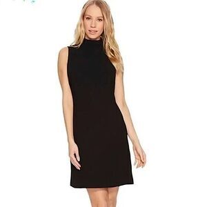 TED BAKER London‎ Black Ruffle High Neck Sleeveless Shift Dress Career Size 1 S